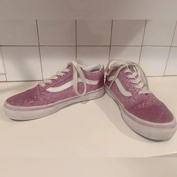 Vans Kids Old Skool Glitter Sparkly Lilac Pink Size 3 (kids) worn twice! EUC - Picture 3 of 6